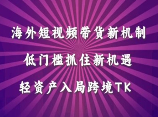 海外短视频Tiktok带货新机制，低门槛抓住新机遇，轻资产入局跨境TK-有道网创