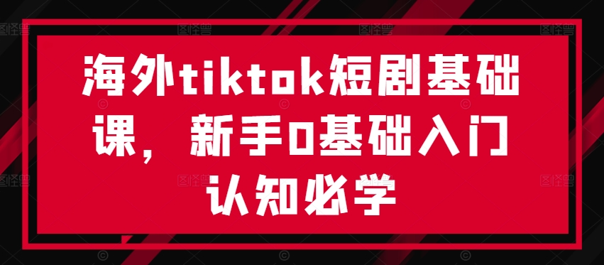 海外tiktok短剧基础课，新手0基础入门认知必学-有道网创