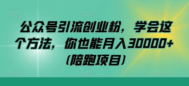 公众号引流创业粉，学会这个方法，你也能月入30000+ (陪跑项目)-有道网创