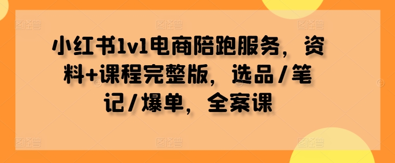 小红书1v1电商陪跑服务，资料+课程完整版，选品/笔记/爆单，全案课-有道网创