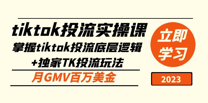 tiktok投流实操课：掌握tiktok投流底层逻辑+独家TK投流玩法 月GMV百万美金-有道网创